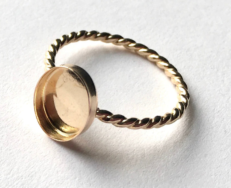 14k gf Breast Milk Oval Setting Ring With Rope Band